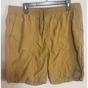 North Face Large Mens Pull Up Shorts Olive Green Zippered Pocket Quick Dry Nylon